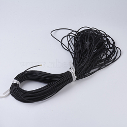Round Braided Microfiber Leather Cord, Black, 3mm(OCOR-P007-02)