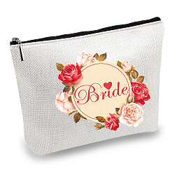 12# Cotton-polyester Bag, Stroage Bag, Rectangle, Flower Pattern, 18x25cm(ABAG-WH0029-007)
