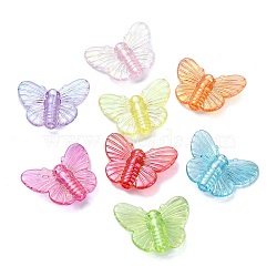 Transparent Acrylic Beads, Butterfly, Mixed Color, 19x25x6mm, Hole: 2mm(OACR-E033-04)