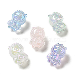 UV Plating Rainbow Iridescent Acrylic Beads, Girl with Cat Clothes, Mixed Color, 22x15.5x15mm, Hole: 3.5mm(PACR-M002-12)