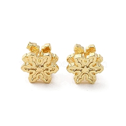 Brass Beads, Snowflake, Real 18K Gold Plated, 5.5x4.5mm, Hole: 1.6mm(KK-P256-05G)