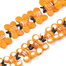 Handmade Lampwork Beads Strands, Butterfly, Orange, 17~20x23.5~26.5x7.5~8.5mm, Hole: 1mm, about 35pcs/strand.(LAMP-Q031-019B)