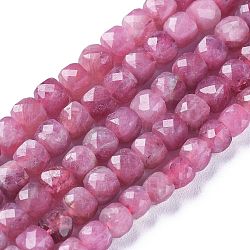 Natural Pink Tourmaline Beads Strands, Faceted, Cube, 4~4.5x4.5~5x4.5~5mm, Hole: 0.7mm, about 87pcs/strand, 15.35 inch(39cm)(G-E560-A23)