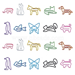 Animal Shape Iron Paperclips, Cute Paper Clips, Funny Bookmark Marking Clips, Mixed Color, 34x19x1mm(TOOL-GF0001-45)