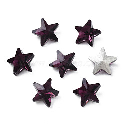 Glass Rhinestone Cabochons, Nail Art Decoration Accessories, Faceted, Star, Purple, 7.5x8x3.5mm(MRMJ-N029-04B-05)