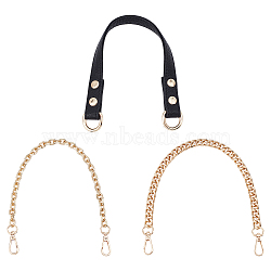WADORN 3Pcs 3 Style Iron Cable Chain Bag Handles, with PU Leather Bag Straps, for Bag Replacement Accessories, Mixed Color, 38.3~46cm, 1pc/style(FIND-WR0005-04)