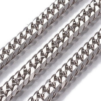 304 Stainless Steel Cuban Link Chains,  Unwelded, Stainless Steel Color, 8x6x2mm