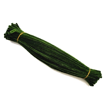 DIY Plush Sticks, with Iron Core, Pipe Cleaners, Kid Craft Material, Dark Green, 300mm, 100pcs/set