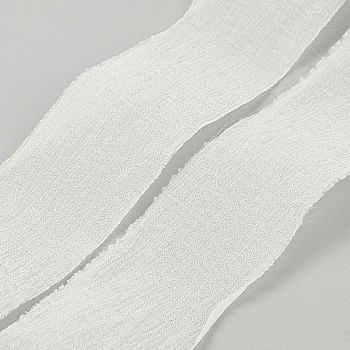 Frayed Polyester Ribbon, Raw Edge Ribbon, Garment Accessories, for Gift Wrapping, White, 1-3/8~1-5/8 inch(36~40mm), about 5.47 Yards(5m)/Roll