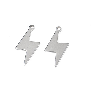 201 Stainless Steel Pendants, Stamping Blank Tag, Lightning Bolt, Stainless Steel Color, 19x8.5x0.5mm, Hole: 1.2mm