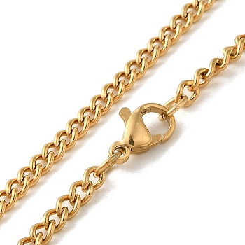 Ion Plating(IP) 304 Stainless Steel Curb Chain Necklaces, Real 18K Gold Plated, 20.00 inch(50.8cm)