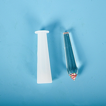 Pendulum Crystal Silicone Molds, Quartz Crystals Pendants Molds, For UV Resin, Epoxy Resin Jewelry Making, White, 1.9x7cm, Inner Diameter: 0.9cm