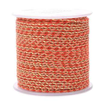 4-Ply Polycotton Cord, Handmade Macrame Cotton Rope, with Gold Wire, for String Wall Hangings Plant Hanger, DIY Craft String Knitting, Orange, 1.5mm, about 21.8 yards(20m)/roll