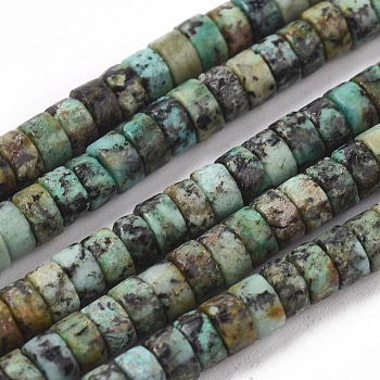 Natural African Turquoise(Jasper) Beads Strands, Flat Round/Disc, 4x2mm, Hole: 0.7mm, about 154pcs/strand, 15.43 inch(39.2cm)