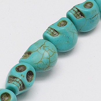 Synthetic Turquoise Beads Strands, Dyed, Skull, Medium Turquoise, 30x23x29mm, Hole: 1mm, about 40pcs/1000g