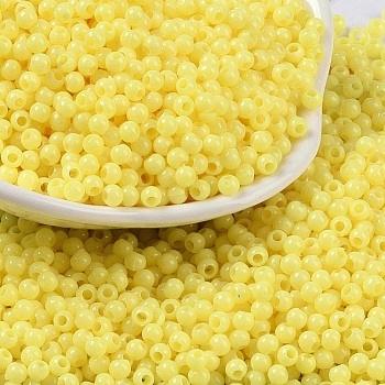 Opaque Acrylic Beads, Round, Yellow, 3x2.5mm, Hole: 1.2mm, about 48000pcs/500g