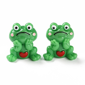 Cartoon Cute Resin 3D Frog Figurines, for Home Office Desktop Decoration, Sea Green, 33x31.5x20mm
