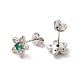 Rack Plating Brass Micro Pave Clear & Green Cubic Zirconia Star Ear Studs(EJEW-F301-16)-3