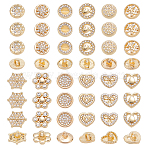 48Pcs 12 Colors 1-Hole Alloy Rhinestone Shank Buttons, Golden, 10~12x10~13.5x6~6.5mm, Hole: 2mm, 4pcs/style(BUTT-GA0001-43G)