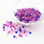 Baking Paint Crackle Glass Beads, Valentine's Mix, Round, Mixed Color, 4~4.5x4mm, Hole: 1mm, about 400pcs/bag(DGLA-X0006-4mm-02)