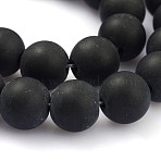 Frosted Glass Round Bead Strands, Black, 10mm, Hole: 1.5mm, about 33pcs/strand, 12 inch(GLAA-J064-10mm-02)