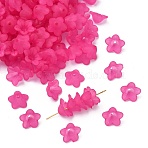 Chunky Magenta Transparent Frosted Flower Acrylic Beads, Size: about 13mm in diameter, 7mm thick, hole:1mm(X-PL560-14)