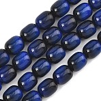Imitation Tiger Eye Glass Beads Strands, Barrel, Dark Blue, 9.5x8mm, Hole: 1mm, about 79pcs/strand, 29.53''(75cm)(X-GLAA-H040-02A)