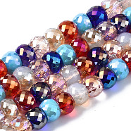 Electroplate Glass Beads Strands, AB Color Plated, Faceted, Round, Mixed Color, 8x6mm, Hole: 1.4mm, about 79pcs/strand, 18.50 inch(47cm)(EGLA-Q125-006)