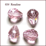 Imitation Austrian Crystal Beads, Grade AAA, Faceted, teardrop, Pink, 6x8mm, Hole: 0.7~0.9mm(SWAR-F062-8x6mm-03)