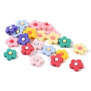 Resin Cabochons, Flower, Mixed Color, 16.5x17x5.5mm, 5pcs/color, 8 colors, 40pcs/set(CRES-CJ0001-11)