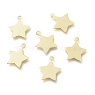 Brass Charms, Star, Real 24K Gold Plated, 13x11x0.3mm, Hole: 1.4mm(KK-H739-02-02G)