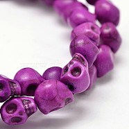 Dyed Synthetic Turquoise Bead Strands, Skull, Medium Orchid, 8x6x7mm, Hole: 1mm, about 48~49pcs/strand, 15.3~15.5 inch(G-M145-09-A)