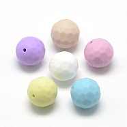 Food Grade Eco-Friendly Silicone Beads, Chewing Beads For Teethers, DIY Nursing Necklaces Making, Faceted Round, Mixed Color, 15.5mm, Hole: 1mm(X-SIL-T037-M)