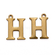 304 Stainless Steel Alphabet Charms, Antique Bronze, Letter.H, 12x9x1mm, Hole: 1mm(STAS-H122-H-AB)