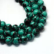 Synthetic Turquoise Gemstone Bead Strands, Round, Dyed , Dark Turquoise, 8x8mm, Hole: 1.5mm, about 51pcs/strand, 15.3 inch(TURQ-S280-8mm-04)