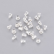 Brass Ear Nuts, Earring Backs, Lead Free and Nickel Free, Silver Color Plated, 5x5mm(KK-EC028-NF)