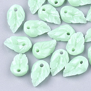 Synthetic Coral Charms, Dyed, Leaf, Aquamarine, 11.5x7x3mm, Hole: 1mm(CORA-S026-24C)