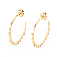 304 Stainless Steel Stud Earring Findings, Ear Wire, with Earring Backs/Ear Nut and Loop, Real 14K Gold Plated, 25x26x1mm, Hole: 1mm, Pin: 0.8mm(STAS-S116-263B-G)