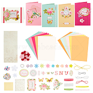 Envelope & Card Kids Craft Kits, including Envelope, Paperboard and Rectangle Konfetti, Silk Ribbon, Rhinestone and Paper Accessories, Mixed Color, 110x170x1mm(DIY-WH0021-37)