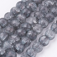 Synthetic Crackle Quartz Bead Strands, Round, Dyed, Frosted, Gray, 6mm, Hole: 1mm, about 66pcs/strand, 15.75 inch(CCG-K002-6mm-08)