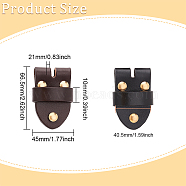 2Pcs 2 Colors Cowhide Men's Belt Pin Buckles, Belt Head Connector, with Brass Screw Rivets, Mixed Color, 66.5x45x21mm, Hole: 40.5x10mm, 1pc/color(AJEW-FG0002-19)