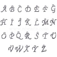Alloy Alphabet Pendants, Gunmetal, 12~17x4~15x2mm, Hole: 1.5mm(PALLOY-PH0012-29B)