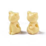 Opaque Acrylic Kitten Beads, Cat, Yellow, 14.5x8.5x9.5mm, Hole: 2.5mm, about 860pcs/500g(MACR-S830-02A)