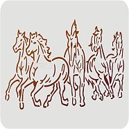 Large Plastic Reusable Drawing Painting Stencils Templates, for Painting on Scrapbook Fabric Tiles Floor Furniture Wood, Rectangle, Horse Pattern, 297x210mm(DIY-WH0202-426)