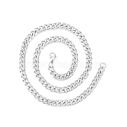 Men's 201 Stainless Steel Cuban Link Chain Necklace, Stainless Steel Color, 19.69 inch(50cm), Wide: 7mm(NJEW-N050-A06-7-50P)