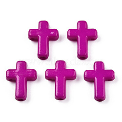 Opaque Acrylic Beads, Cross, Medium Violet Red, 16x12x4.5mm, about 1230pcs/500g(SACR-436-C11)