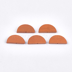 Painted Natural Wood Beads, Semicircle, Chocolate, 15x30x4mm, Hole: 1.5mm(WOOD-T021-05B-09)