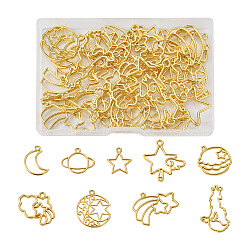 36Pcs 9 Styles Alloy Open Back Bezel Pendants, for DIY UV Resin, Epoxy Resin, Pressed Flower Jewelry, Mixed Shapes, Golden, 20~42x16.5~33x1.5~2.7mm, Hole: 2~3mm, 4pcs/style(FIND-CW0001-22)