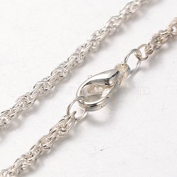 Iron Rope Chain Necklace Making, with Alloy Lobster Claw Clasps and Iron End Chains, Silver Color Plated, 29.1 inches(MAK-J004-23S)