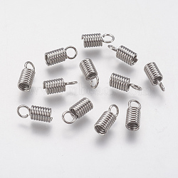 Tarnish Resistant 304 Stainless Steel Cord Ends, End Caps, Column, Stainless Steel Color, 10x4mm, Hole: 2.5mm, Inner: 3mm(STAS-F141-21P-10x4)